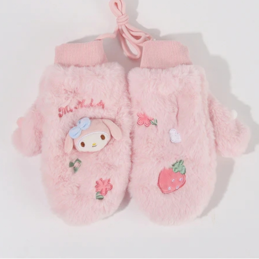 Sanrio Miniso My Melody Warm Winter Kawaii Cute Gloves Mittens Strawberry